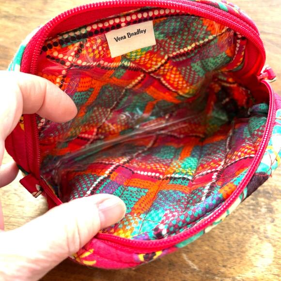 Vera Bradley cosmetics case zipper pouch quilted cotton pink Paisley print - Picture 5 of 8